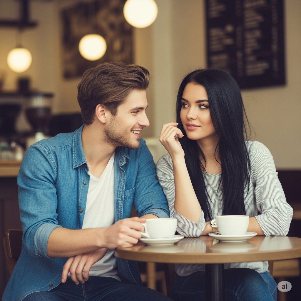 Casual chat in a boutique coffee shop